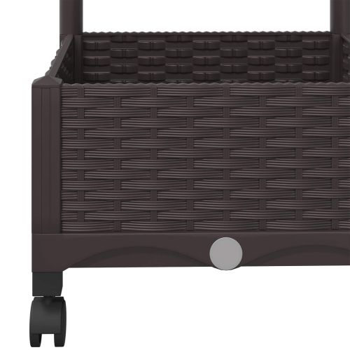 Градински сандък с решетка и колела Кафяво 80 x 40 x 131,5 см