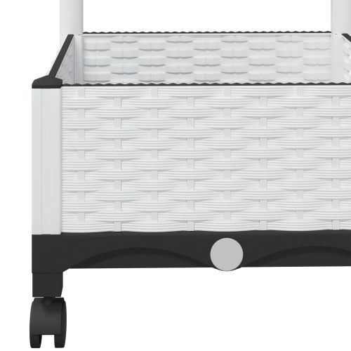 Градински сандък с решетка и колела Бяло 80 x 40 x 131,5 см ПП