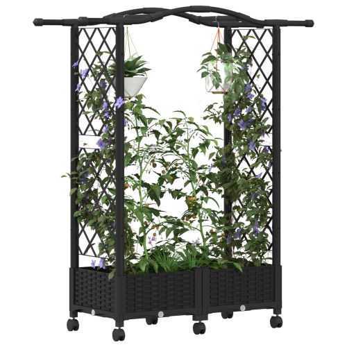 Повдигнато легло с решетка и покривка Черно 124 x 40 x 129 см
