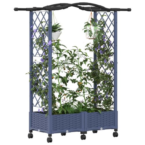 Повдигнато легло с решетка и покривка Сиво 124 x 40 x 129 см ПП