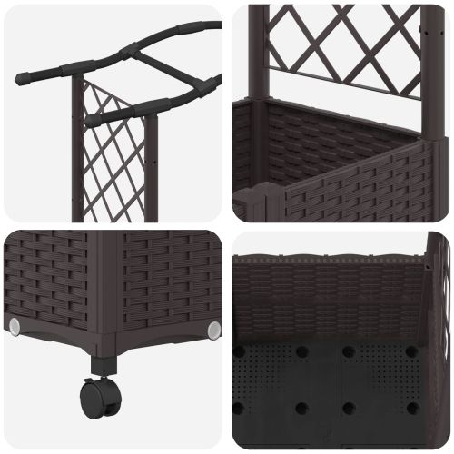 Повдигнато легло с решетка и покривка Кафяво 125 x 40 x 144 см