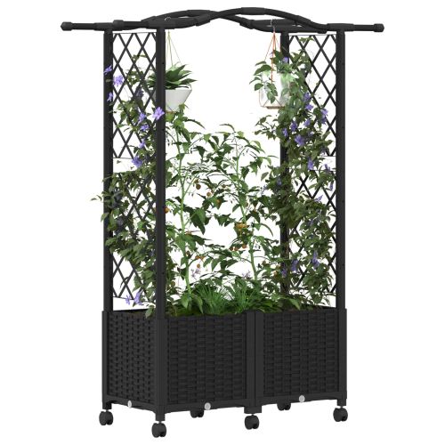 Повдигнато легло с решетка и покривка Черно 125 x 40 x 144 см