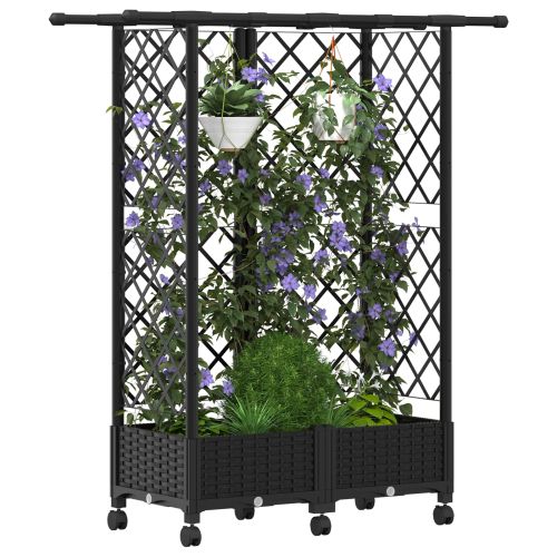Повдигнато легло с решетка и покривка Черно 124 x 40 x 127 см