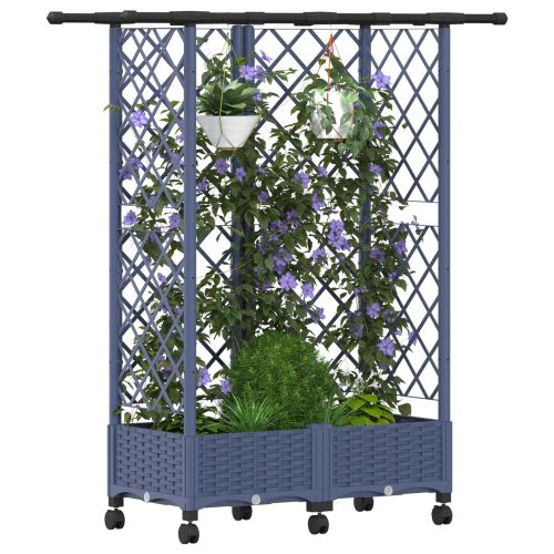 Повдигнато легло с решетка и покривка Сиво 124 x 40 x 127 см ПП