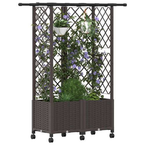Повдигнато легло с решетка и покривка Кафяво 124 x 40 x 142 см