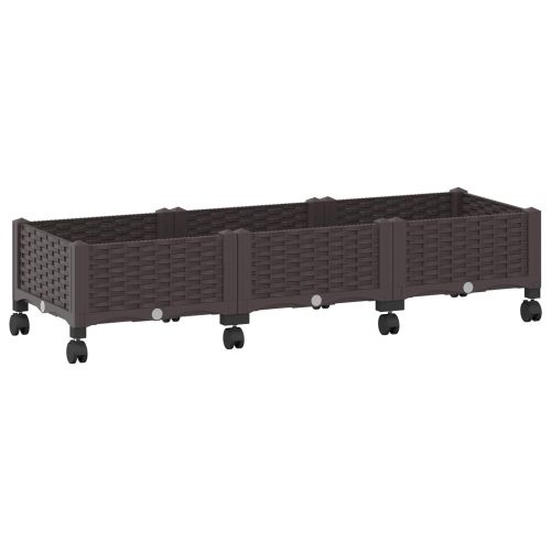 Градинска саксия с колела Кафяво 120 x 40 x 29 см ПП