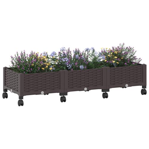 Градинска саксия с колела Кафяво 120 x 40 x 29 см ПП