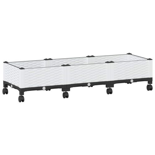 Градинска саксия с колела Бяло 120 x 40 x 33 см ПП