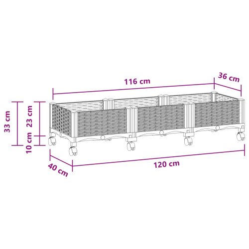Градинска саксия с колела Бяло 120 x 40 x 33 см ПП