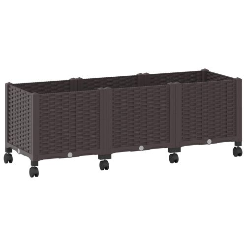 Градинска саксия с колела Кафяво 120 x 40 x 44 см ПП