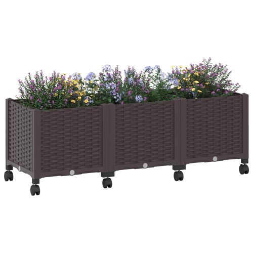 Градинска саксия с колела Кафяво 120 x 40 x 44 см ПП