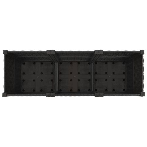 Градинска саксия с колела Черно 120 x 40 x 44 см ПП