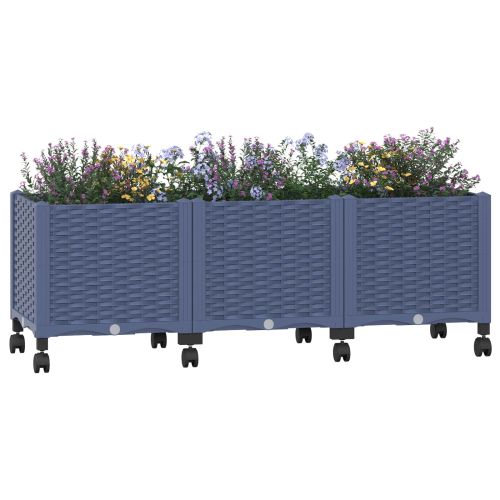 Градинска саксия с колела Синьо сиво 120 x 40 x 48 см ПП