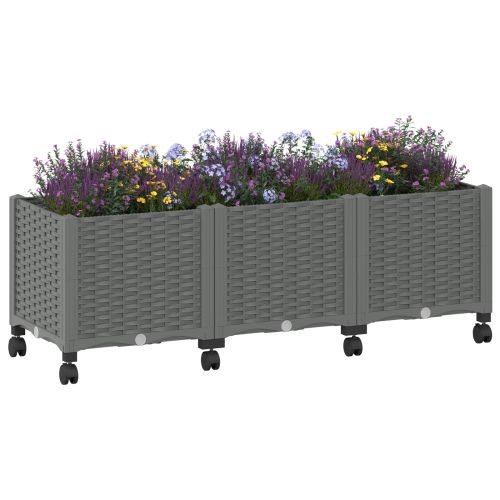 Градинска саксия с колела Светлосиво 120 x 40 x 48 см ПП