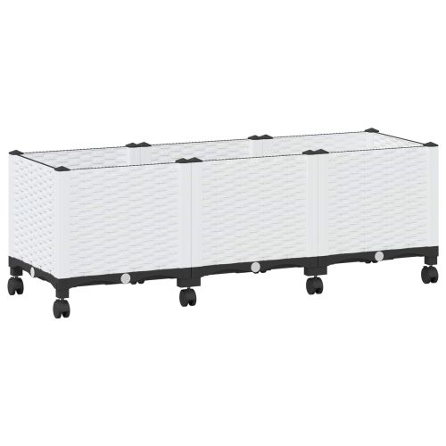 Градинска саксия с колела Бяло 120 x 40 x 48 см ПП