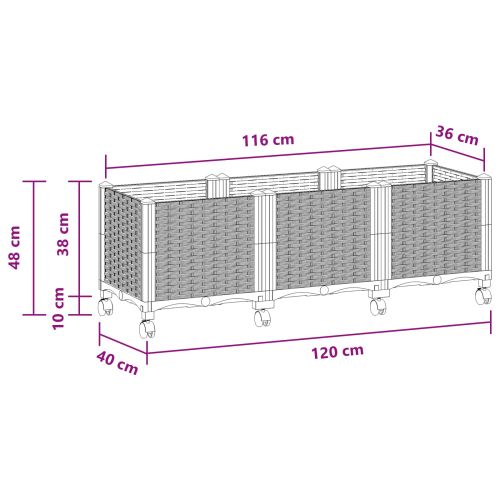 Градинска саксия с колела Бяло 120 x 40 x 48 см ПП