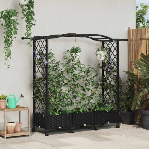Повдигнато легло с решетка и покривка Черно 169 x 40 x 129 см