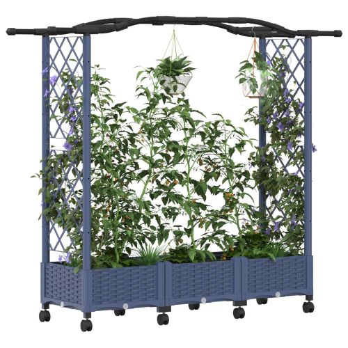 Повдигнато легло с решетка и покривка Сиво 169 x 40 x 129 см ПП