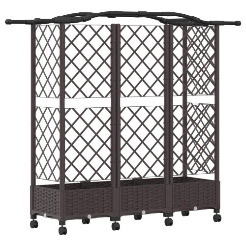 Повдигнато легло с решетка и покривка Кафяво 163 x 40 x 129 см