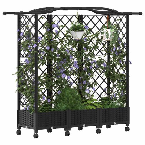 Повдигнато легло с решетка и покривка Черно 163 x 40 x 129 см