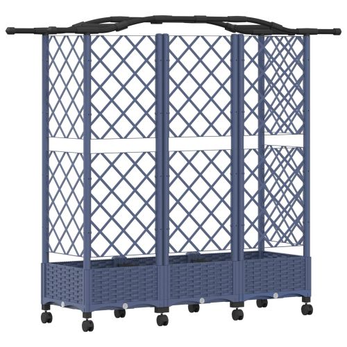 Повдигнато легло с решетка и покривка Сиво 163 x 40 x 129 см ПП