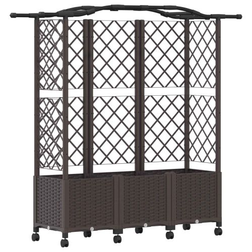 Повдигнато легло с решетка и покривка Кафяво 163 x 40 x 144 см