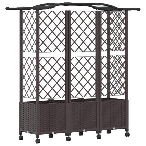 Повдигнато легло с решетка и покривка Кафяво 163 x 40 x 144 см