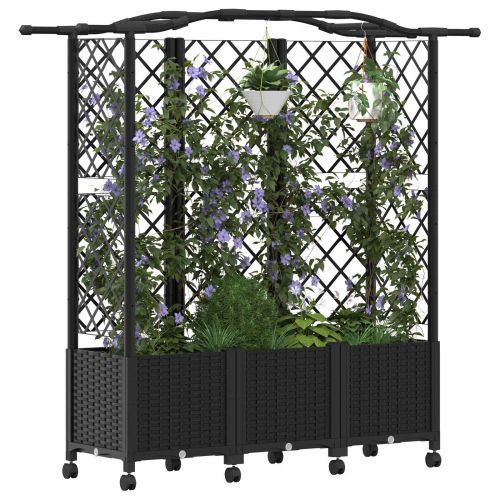 Повдигнато легло с решетка и покривка Черно 163 x 40 x 144 см