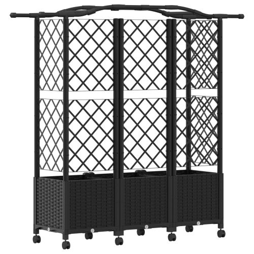 Повдигнато легло с решетка и покривка Черно 163 x 40 x 144 см