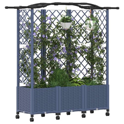 Повдигнато легло с решетка и покривка Сиво 163 x 40 x 144 см ПП