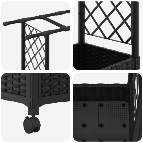 Повдигнато легло с решетка и покривка Черно 164 x 40 x 127 см