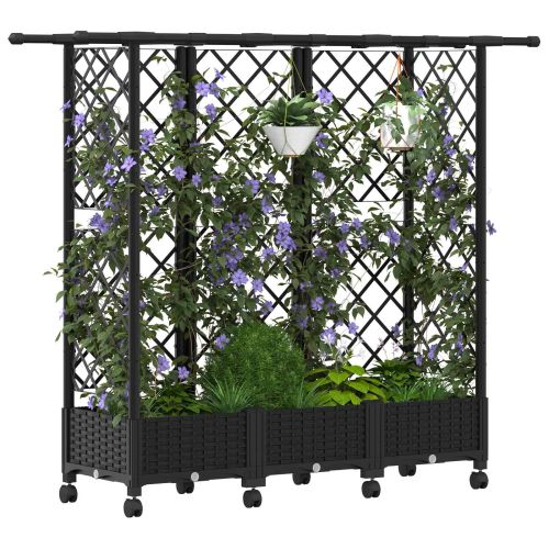 Повдигнато легло с решетка и покривка Черно 164 x 40 x 127 см