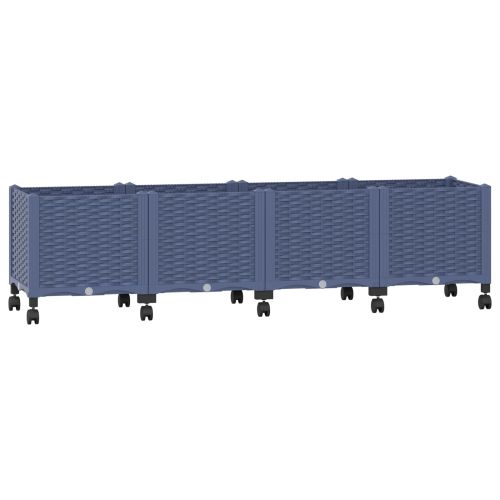 Градинска саксия с колела Синьо сиво 160 x 40 x 48 см ПП