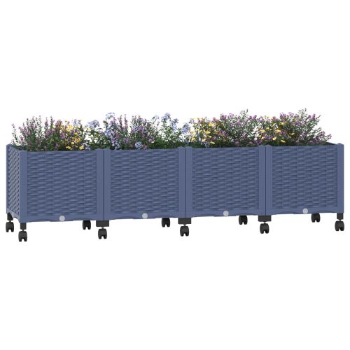 Градинска саксия с колела Синьо сиво 160 x 40 x 48 см ПП