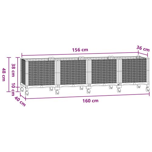 Градинска саксия с колела Синьо сиво 160 x 40 x 48 см ПП