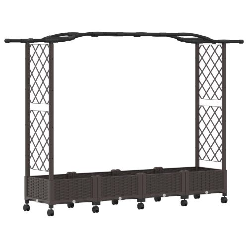 Повдигнато легло с решетка и покривка Кафяво 207 x 40 x 129 см