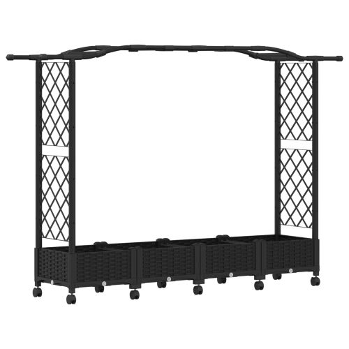 Повдигнато легло с решетка и покривка Черно 207 x 40 x 129 см