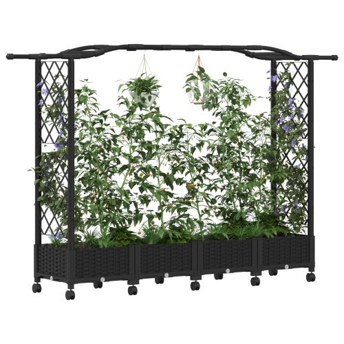 Повдигнато легло с решетка и покривка Черно 207 x 40 x 129 см