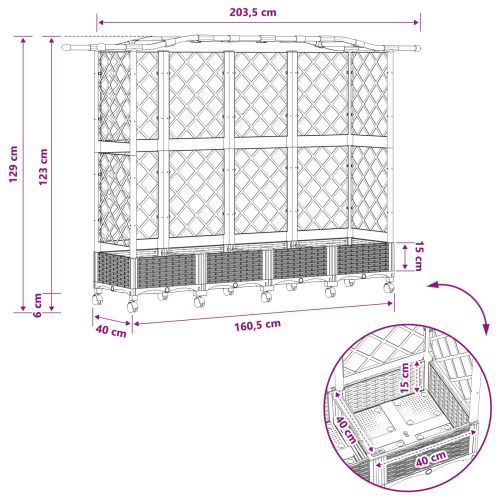 Повдигнато легло с решетка и покривка Черно 203,5 x 40 x 129 см