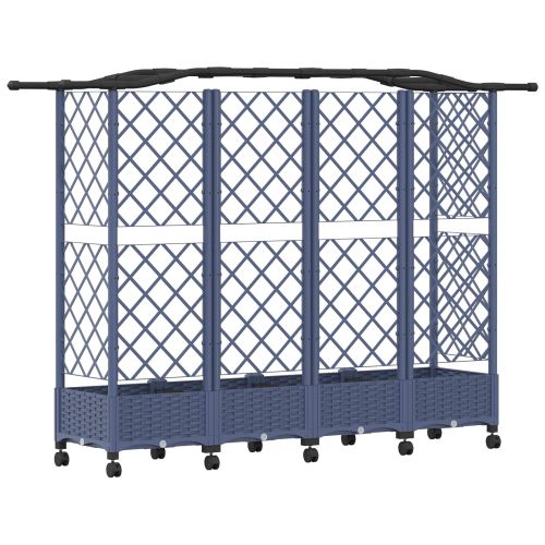 Повдигнато легло с решетка и покривка Сиво 203,5 x 40 x 129 см