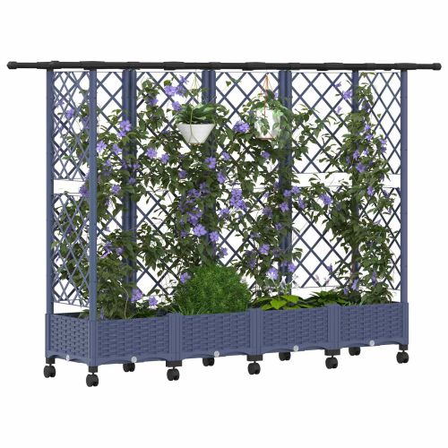 Повдигнато легло с решетка и покривка Сиво 202,5 x 40 x 127 см