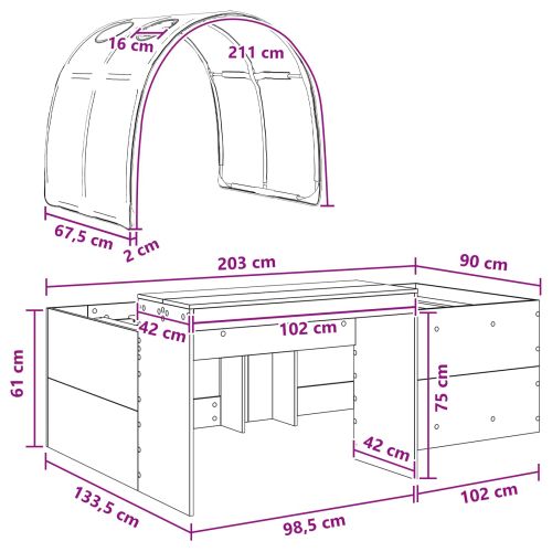 Легло с тунел 4 pcs Артизан дъб и светло синьо