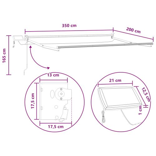 Ръчен изтеглящ сенник с LED светлини Пясък