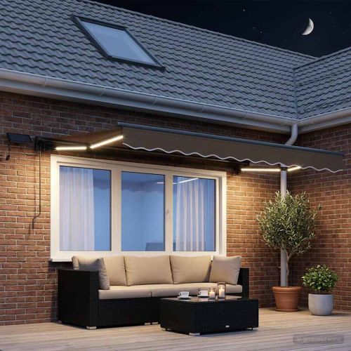 Ръчна рамка за сенник с LEDs Таупе 3,5 x 2 m
