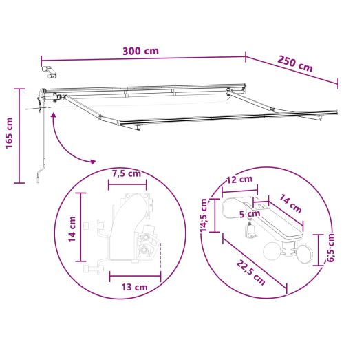 Прибираща се тента Таупе 300 x 250 cm Полиестер