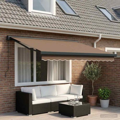Прибираща се тента Таупе 350 x 250 cm Текстил и Метал