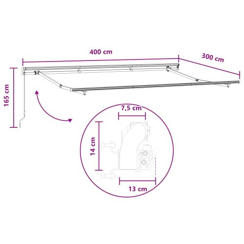 Прибираща се тента Пясък 400 × 300 cm Полиестер и алуминий