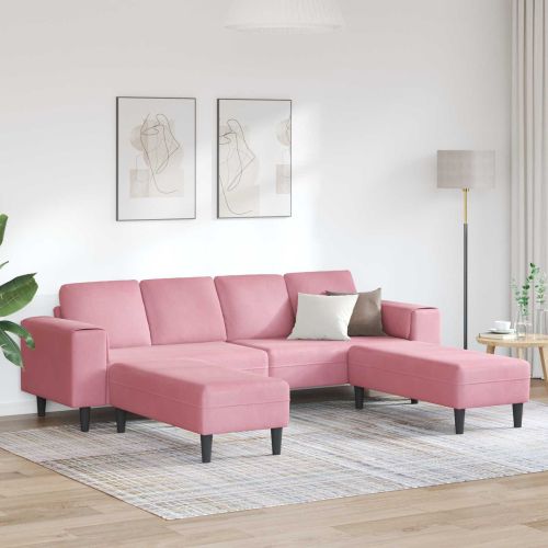 Диван за всекидневна 3 pcs Розово 250 x 188 x 76 см