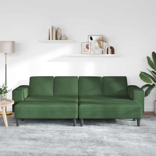 Диван Тъмен зелен 250 x 188 x 76 см Кордюрова тъкан