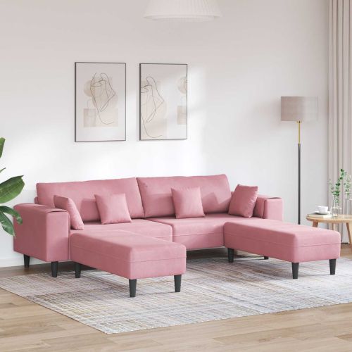 Диван 3 pcs Розово 250 x 188 x 76 см Кадифе